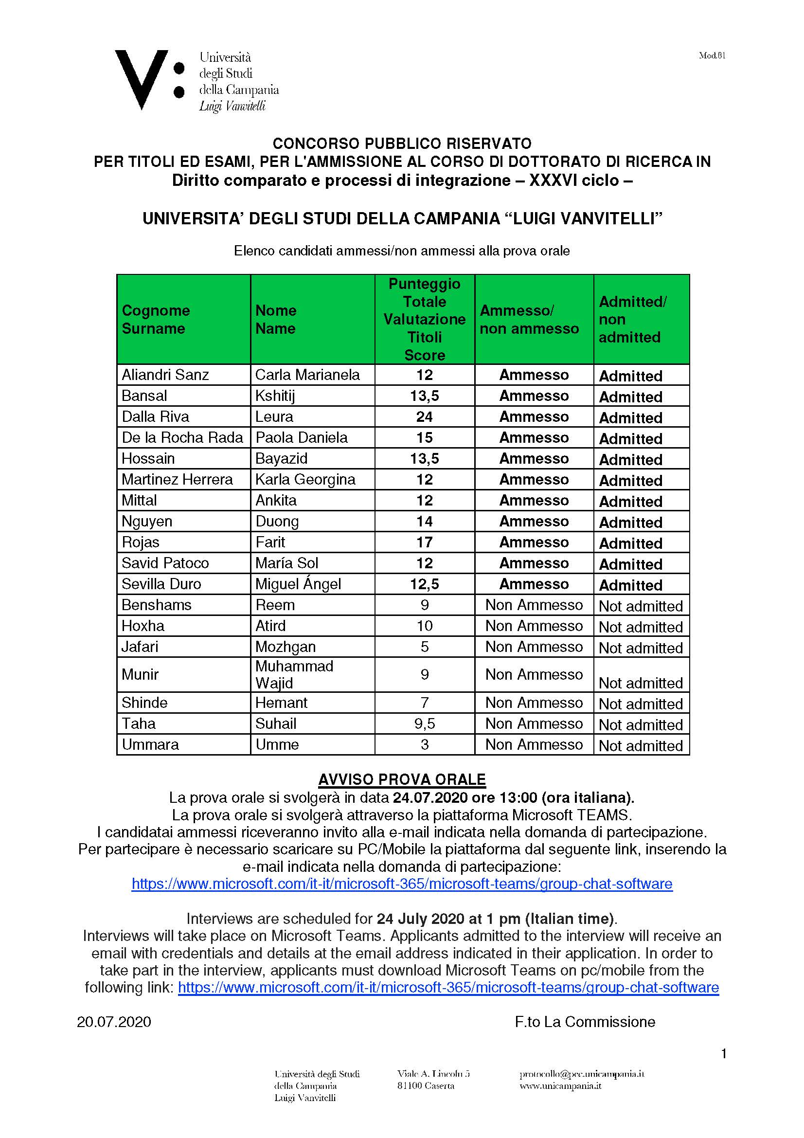 concorso dottorato XXXVI ciclo riservato