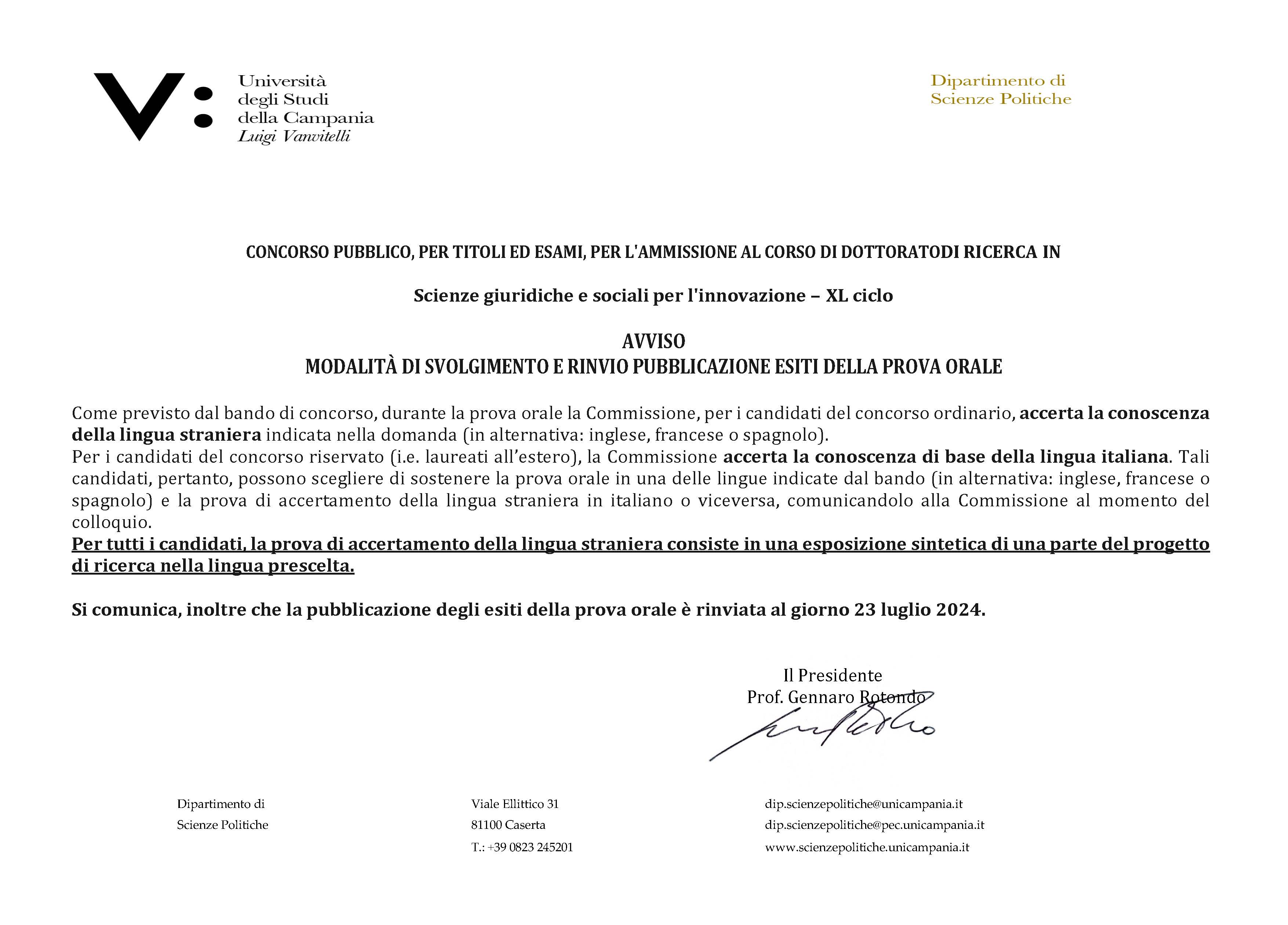 Avviso prova orale 40