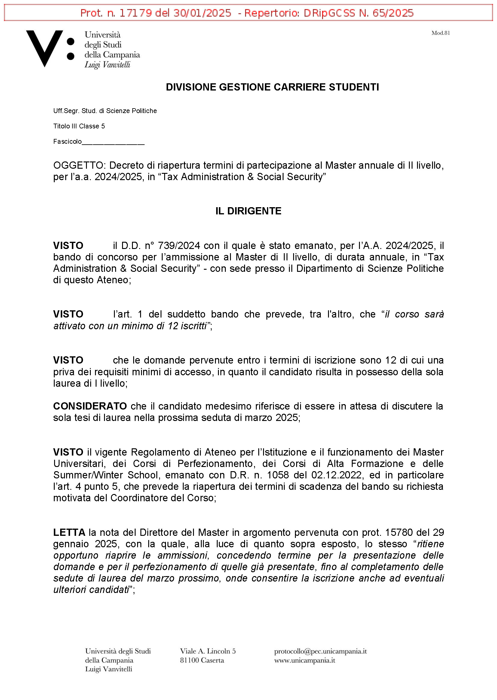 decreto riapertura termini master Tax admin 2024 1